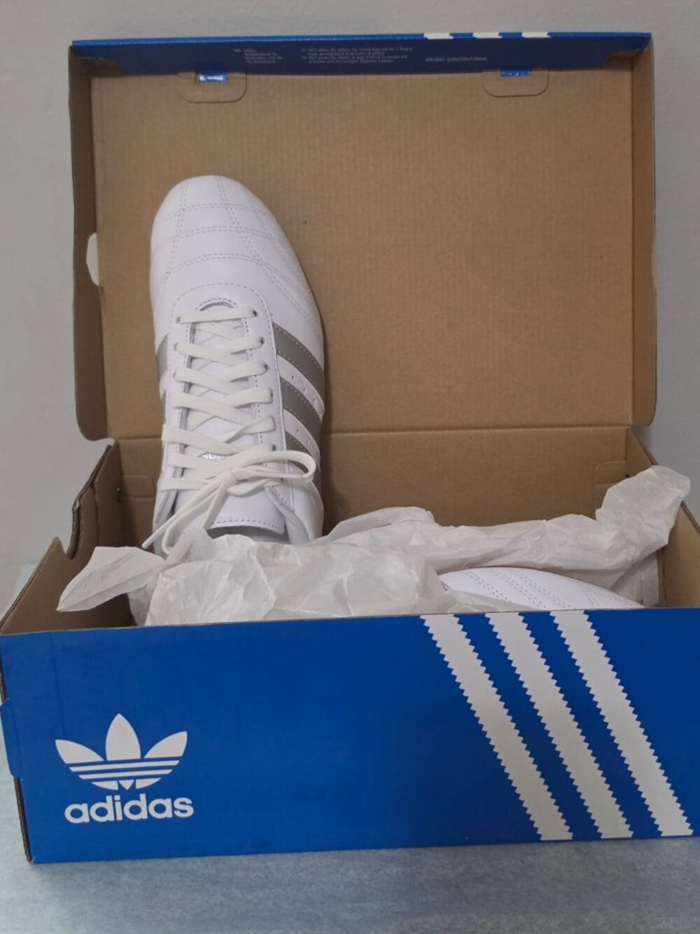Adidas White & Silver Leather Retro Sneakers (New in Box) Size: 10